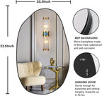 Irregular wall mirror (30.5"x20.5") with MDF backing and hanging hooks for modern home decor.
