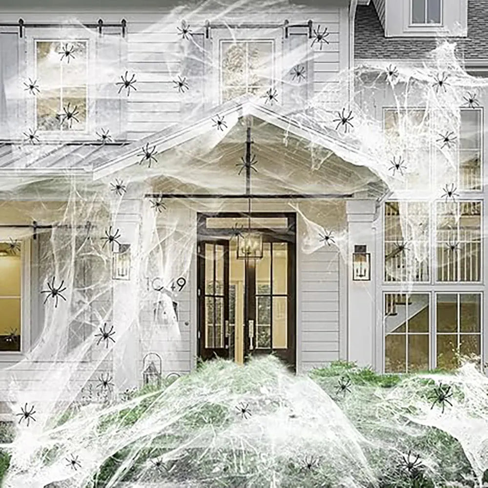 20/40g Halloween Spider Webs Spider Decor Halloween Home Party Scream Festa Black Spider Web Outdoor Propm Haunted Decoration
