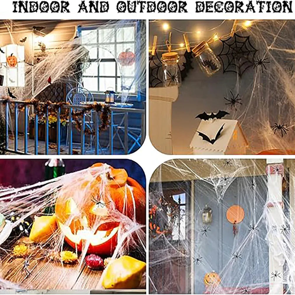 20/40g Halloween Spider Webs Spider Decor Halloween Home Party Scream Festa Black Spider Web Outdoor Propm Haunted Decoration