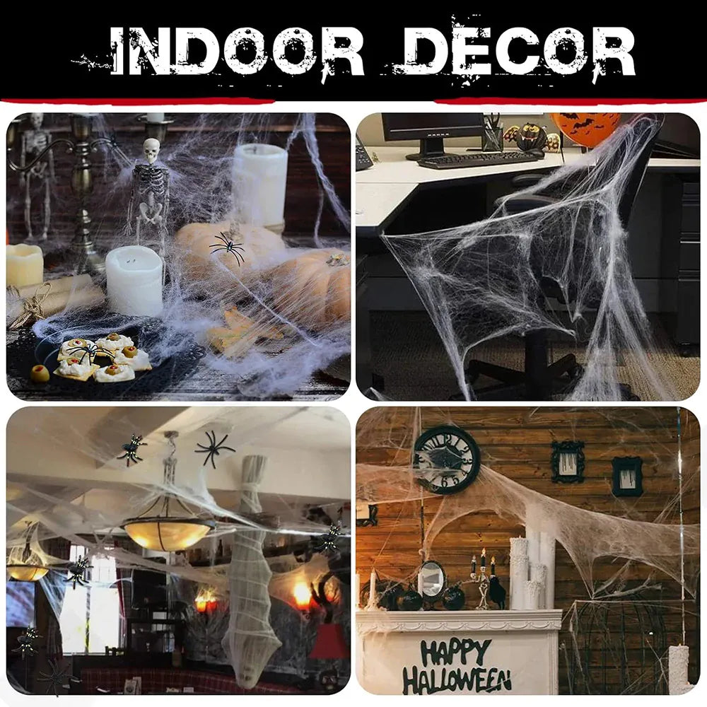 20/40g Halloween Spider Webs Spider Decor Halloween Home Party Scream Festa Black Spider Web Outdoor Propm Haunted Decoration