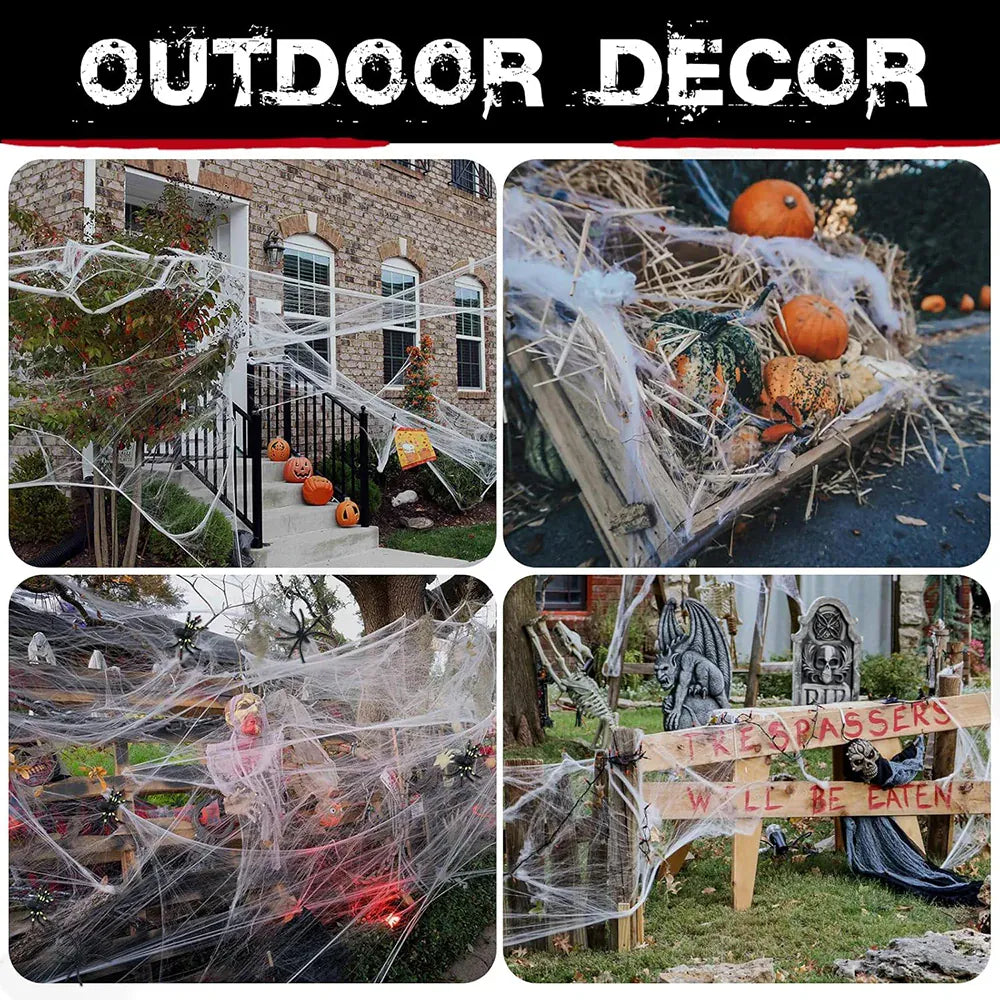 20/40g Halloween Spider Webs Spider Decor Halloween Home Party Scream Festa Black Spider Web Outdoor Propm Haunted Decoration