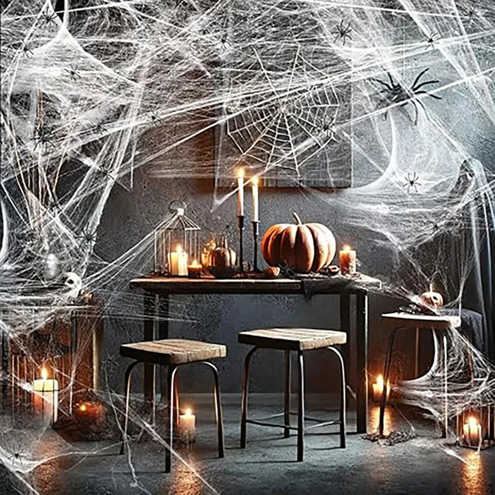 20/40g Halloween Spider Webs Spider Decor Halloween Home Party Scream Festa Black Spider Web Outdoor Propm Haunted Decoration