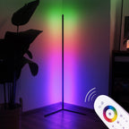 Color changing LED corner floor lamp with remote control