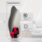 Irregular full-length mirror (65"x26") with high-definition reflection for modern home decor.

