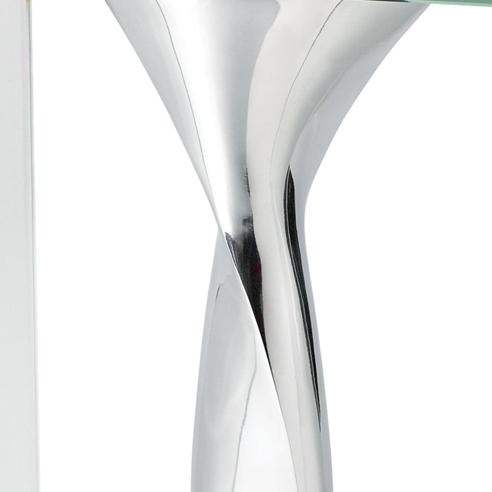 Sleek twisted metal vase insert with modern design for contemporary floral decor.

