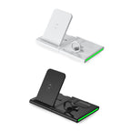 Black and white 3-in-1 wireless charging docks for phone, watch, and earbuds