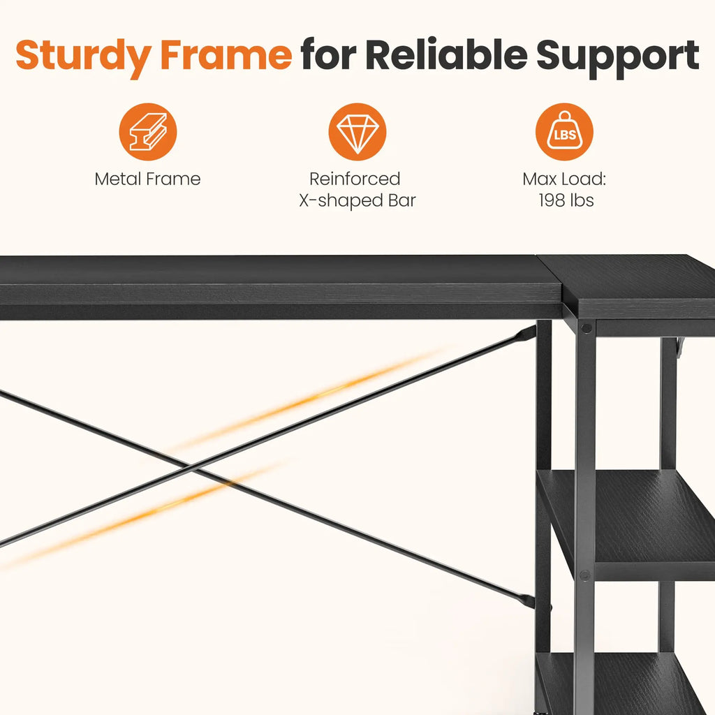 47" L-Shaped Desk | Reversible Storage & Gaming Corner Desk