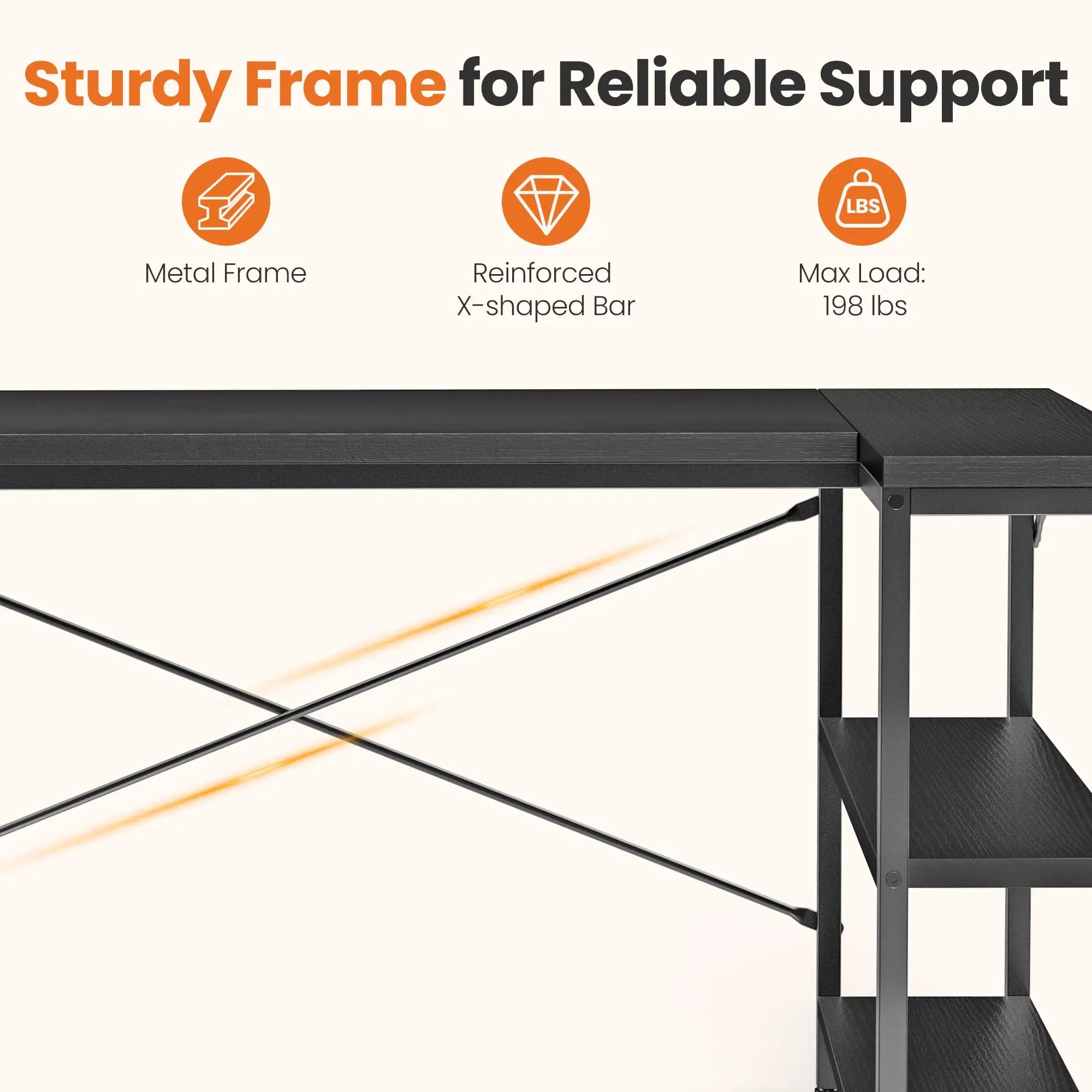 47" L-Shaped Desk | Reversible Storage & Gaming Corner Desk