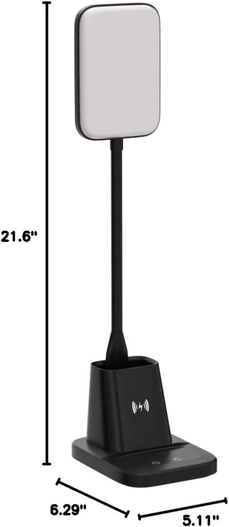 21.6-inch adjustable LED desk lamp with wireless charging base.
