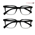 2 pack black square frame reading glasses with clear lenses
