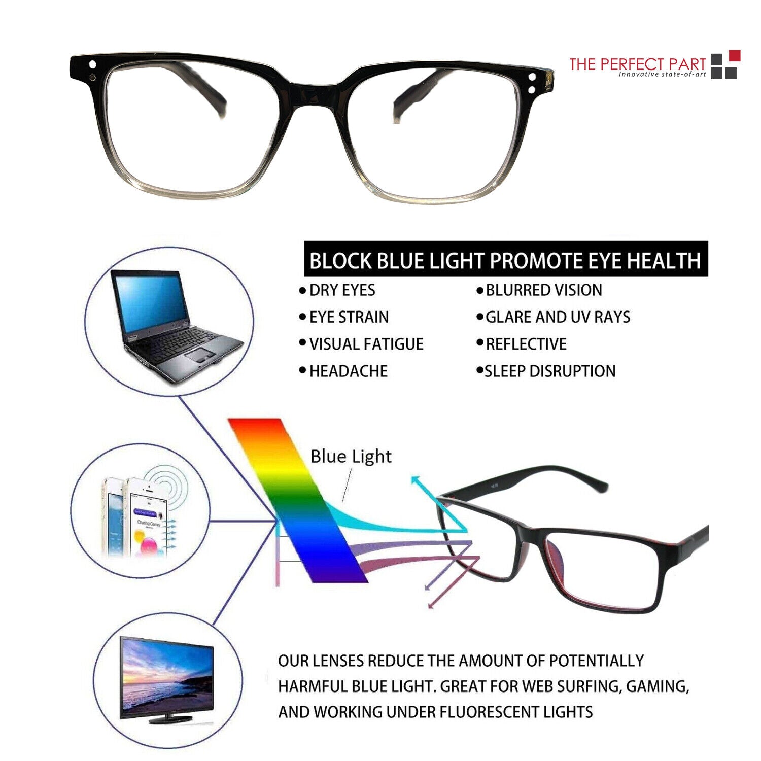 Blue light blocking glasses protect eyes from digital screens