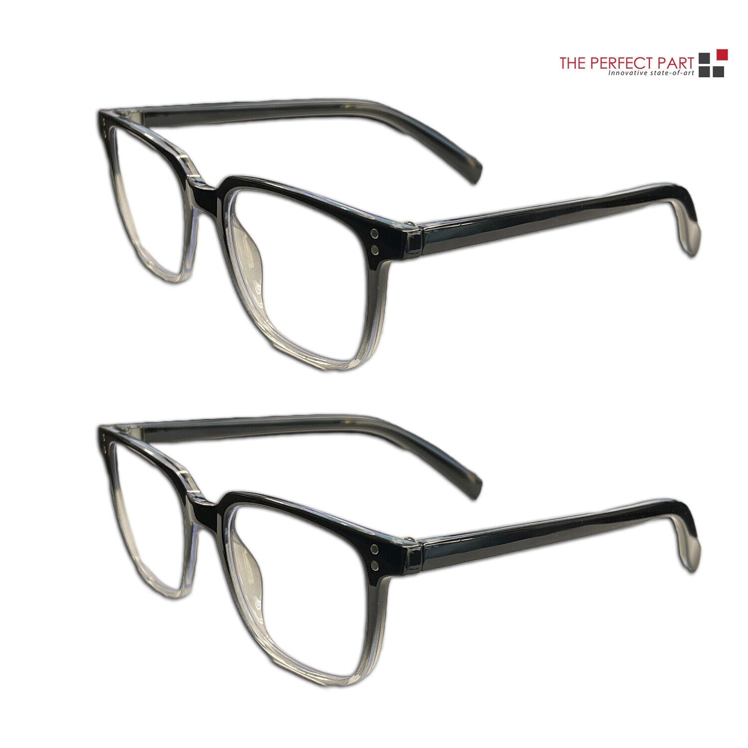 2 pack black frame reading glasses with clear lenses