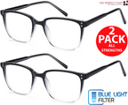 2 pack anti blue light reading glasses with black frames