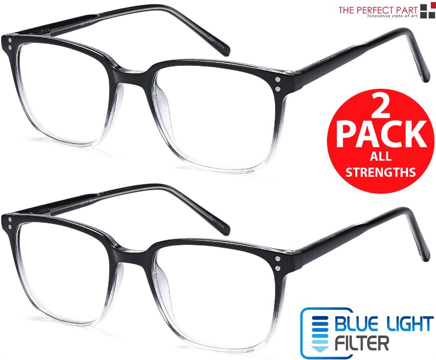 2 pack anti blue light reading glasses with black frames