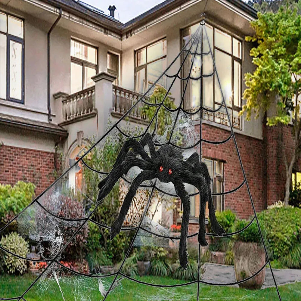 5M Large Triangle Halloween Spider Web | Outdoor Yard Decor
