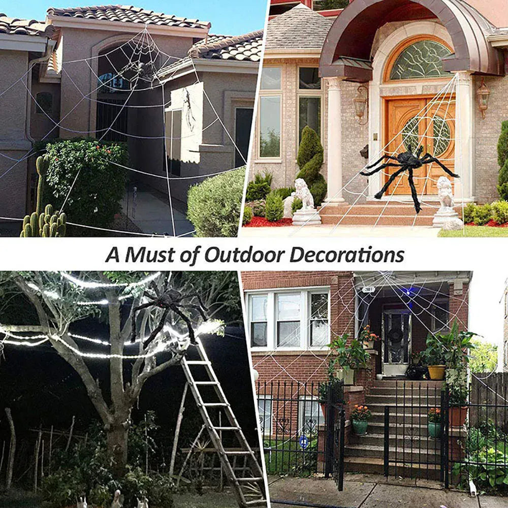 5M Large Triangle Halloween Spider Web | Outdoor Yard Decor