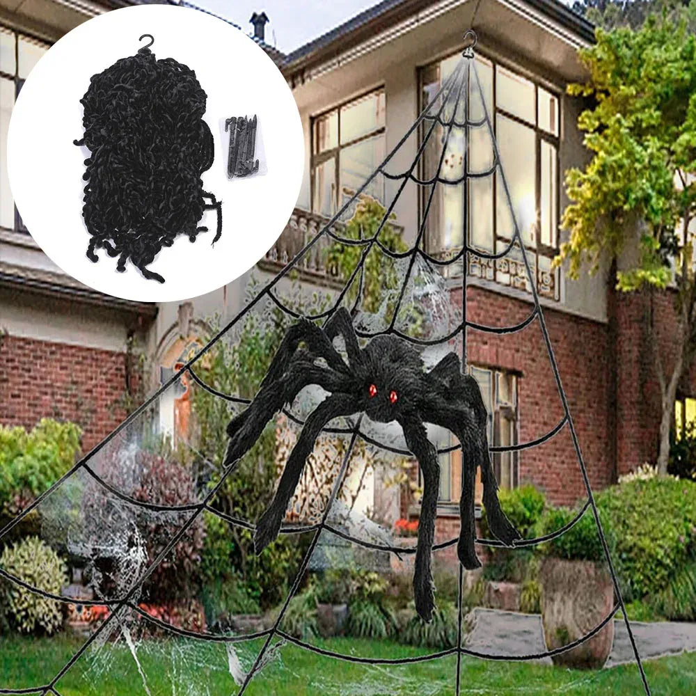 5M Large Triangle Halloween Spider Web | Outdoor Yard Decor