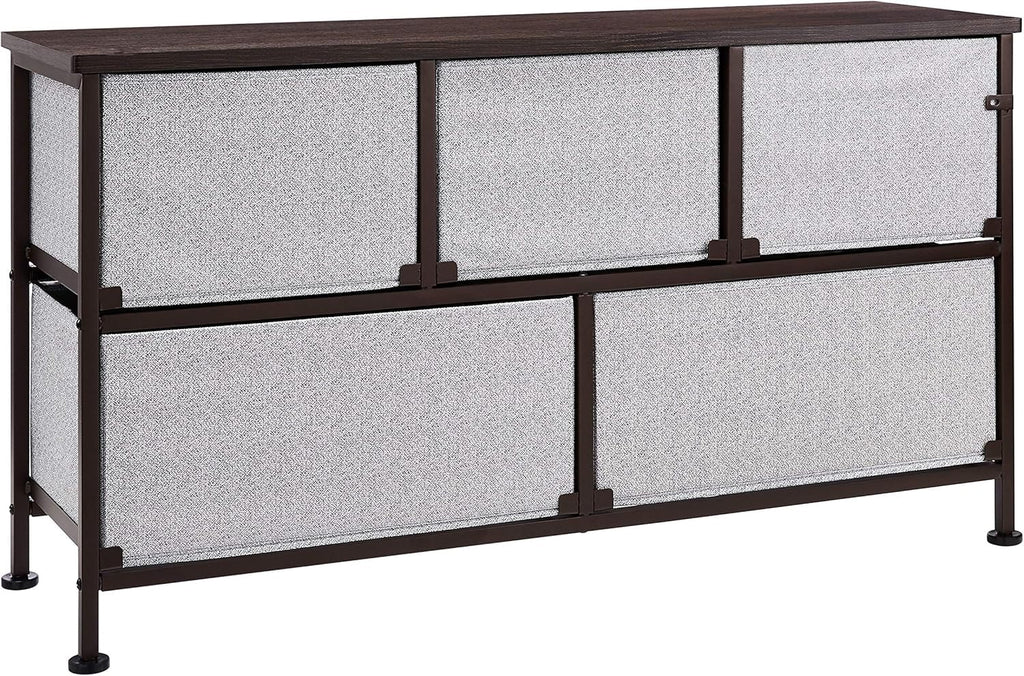 4-drawer fabric storage dresser with sturdy frame for clothes, toys, and home organization.