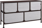 4-drawer fabric storage dresser with sturdy frame for clothes, toys, and home organization.