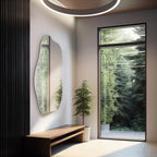 Irregular wall mirror for entryway or hallway, perfect for modern minimalist home decor.
