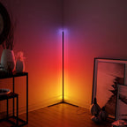 Colorful LED corner floor lamp with gradient ambient lighting
