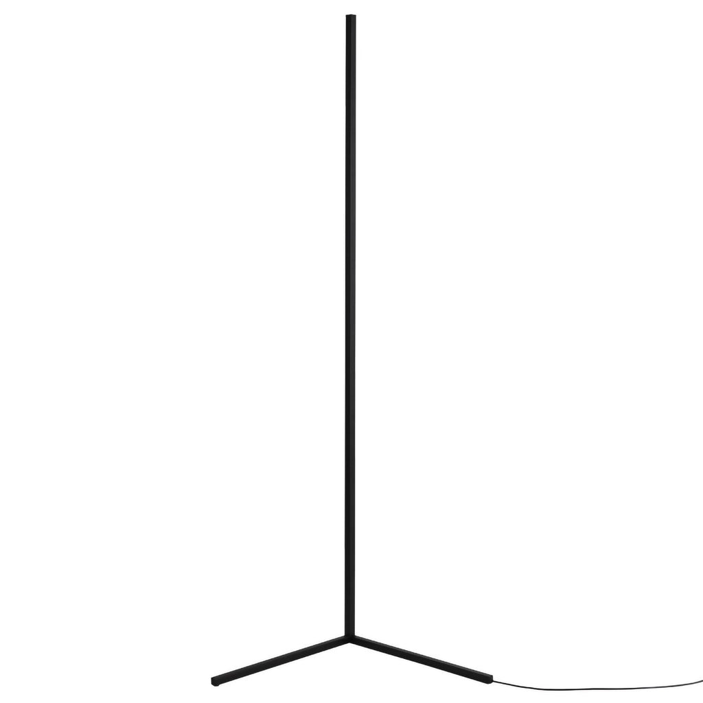 Minimalist black LED corner floor lamp with tripod base