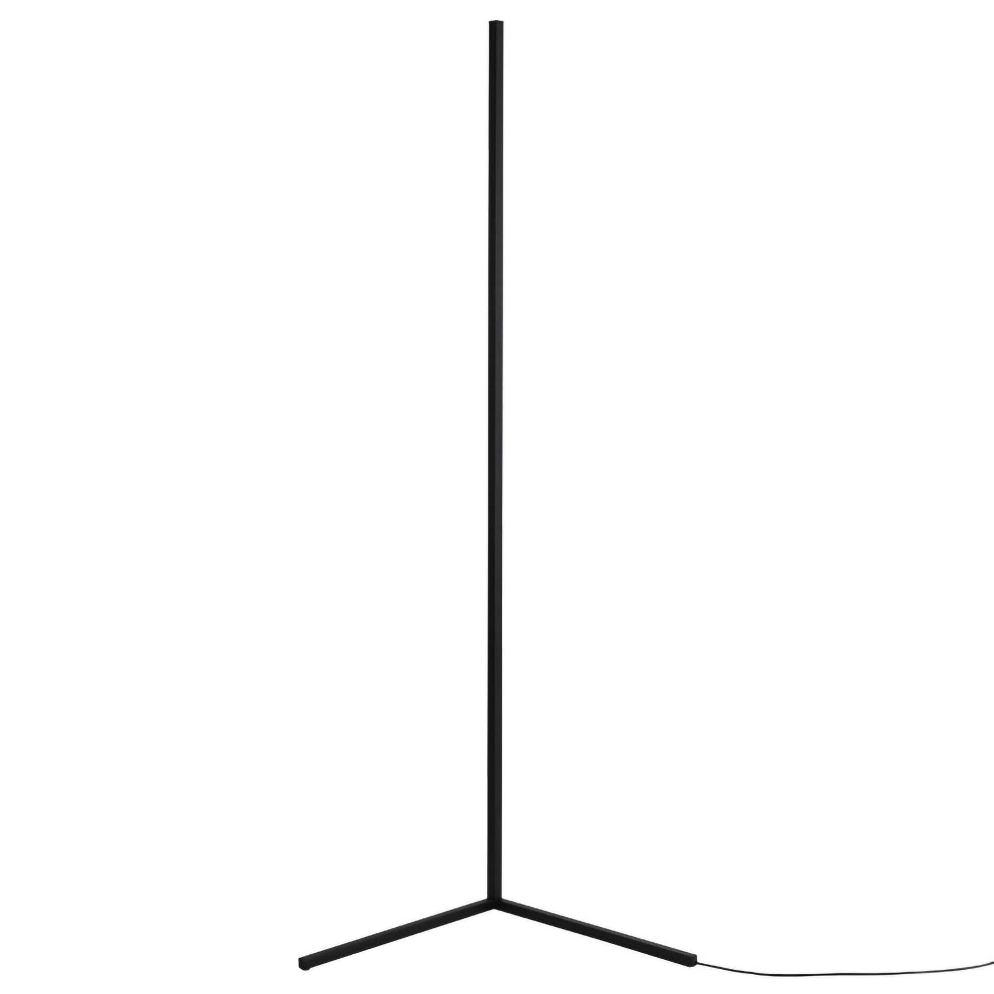 Minimalist black LED corner floor lamp with tripod base