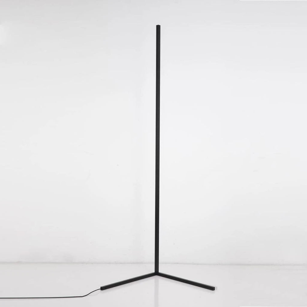 Slim black LED corner floor lamp with tripod base