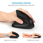 Ergonomic vertical mouse reducing wrist strain compared to traditional mouse