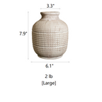 Large ceramic vase (7.9") with textured rustic design for flowers and home decor.
