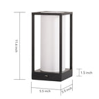 Rectangular table lamp with dimensions and USB charging port