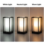 Rectangular table lamp with white, neutral, and warm light modes