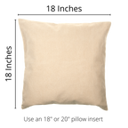 18x18 inch pillow cover in neutral beige, fits 18" or 20" inserts for home decor.
