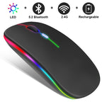 Wireless rechargeable LED mouse with Bluetooth and 2.4G connection
