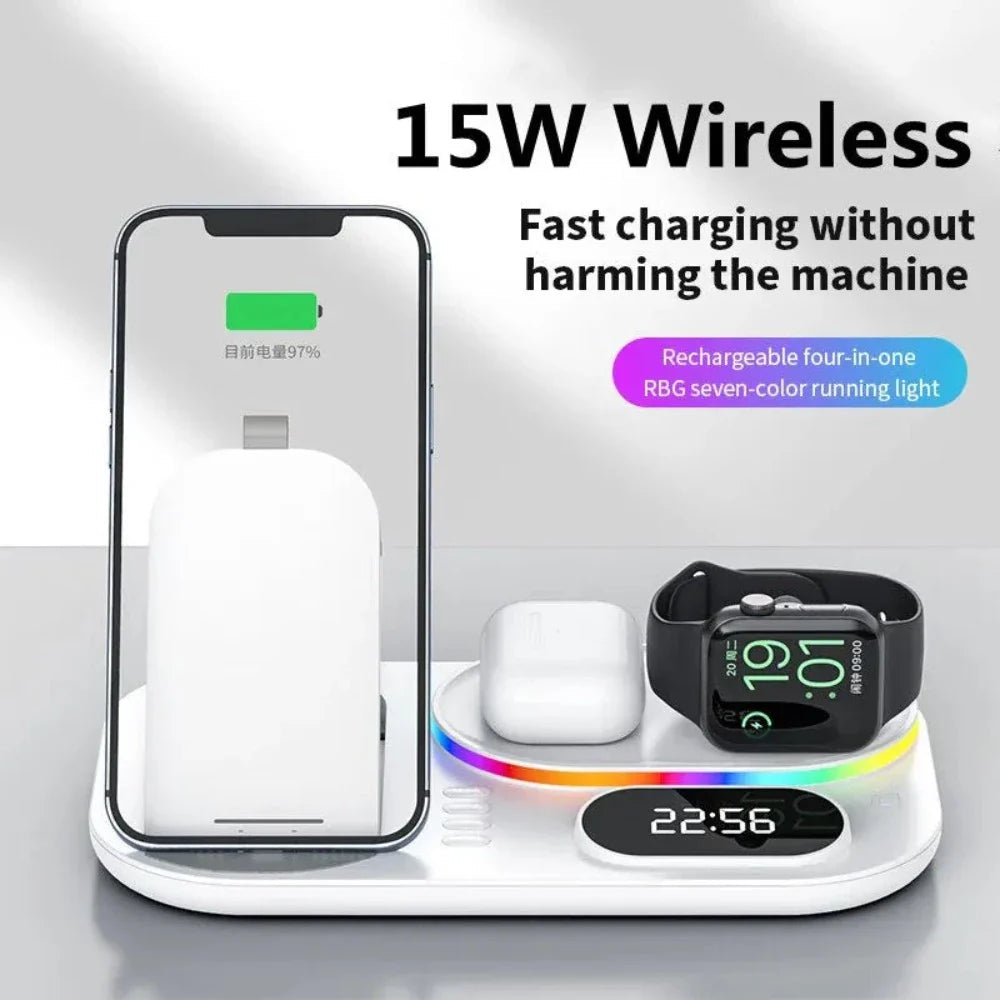 15W wireless charging station for iPhone, AirPods, and Apple Watch