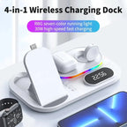 4-in-1 wireless charging dock with RGB lights and fast charging