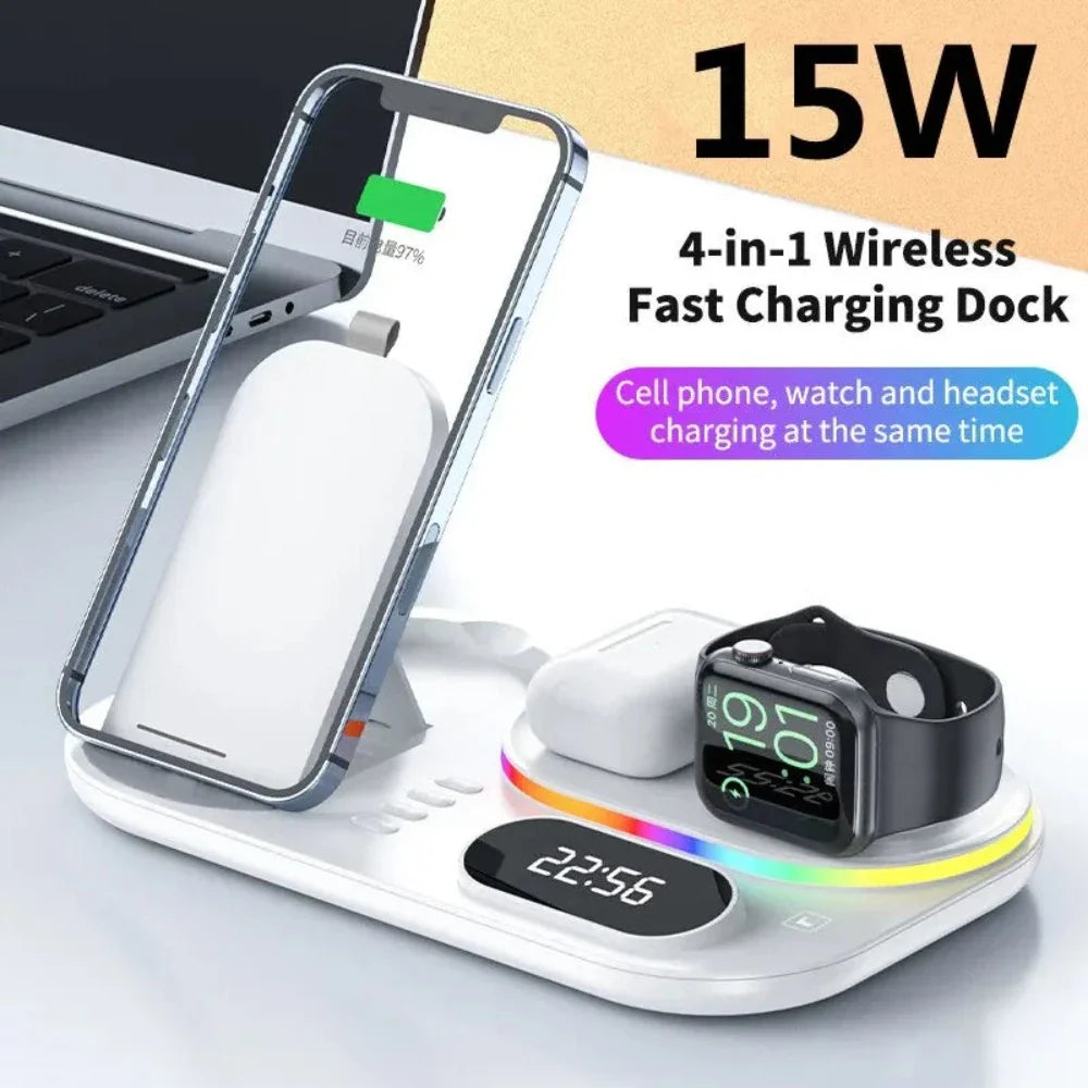 15W 4-in-1 wireless charging dock for phone, watch, AirPods, and more
