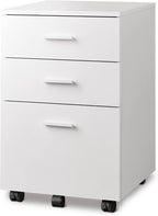 3 Drawer Wood Mobile File Cabinet, Rolling Filing Cabinet for