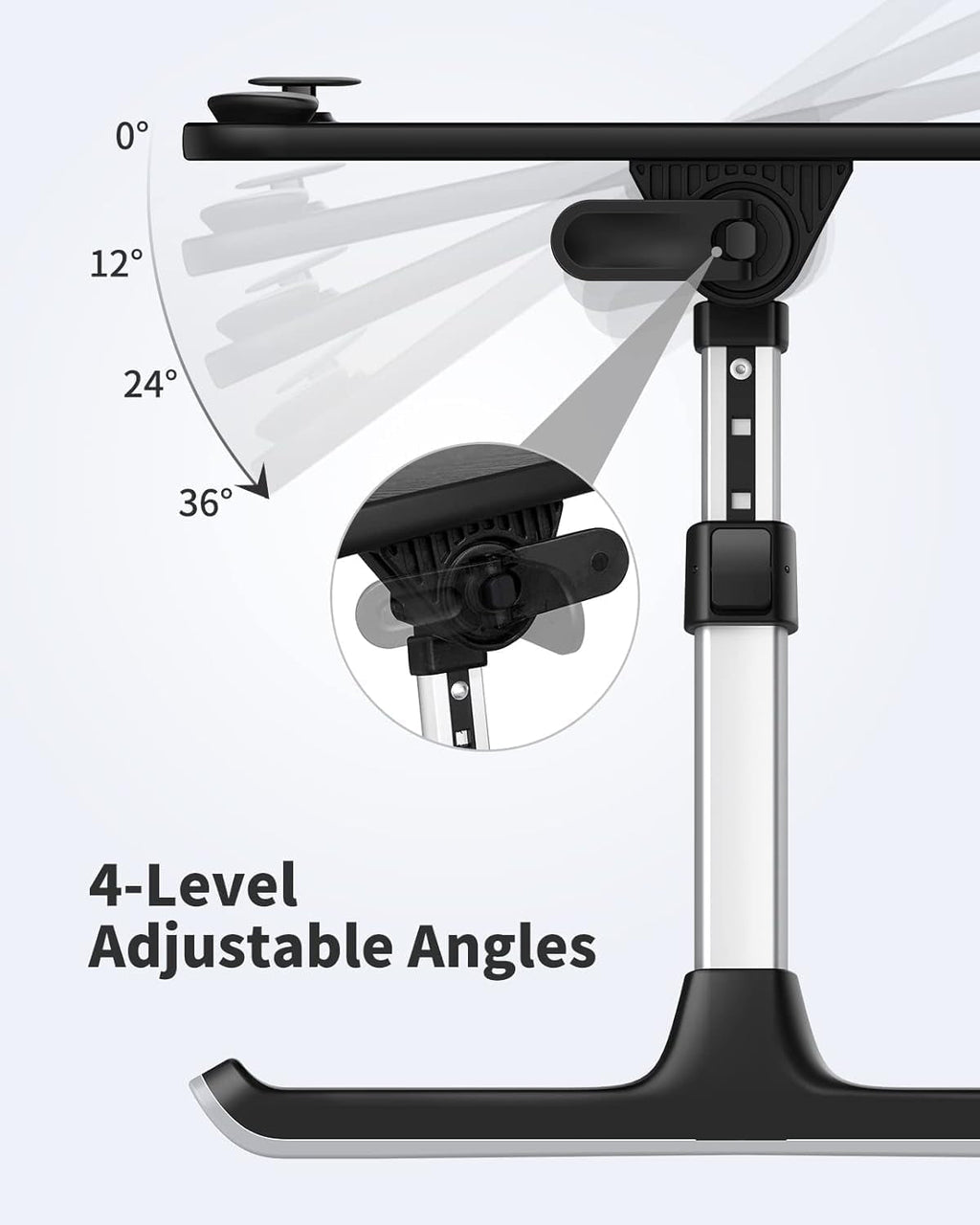 Laptop desk stand with 4-level adjustable angle settings