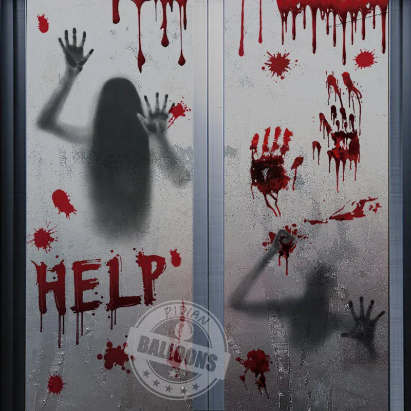 Bloody Fingerprint Window Clings | Halloween Decor 