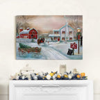 Peach Maple Christmas 24 In X 36 In / Christmas Tree Farm Charming Christmas Barn Canvas