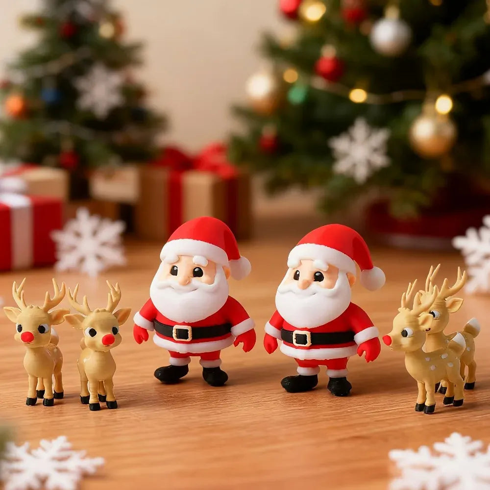 Christmas 3D Printed Santa Claus Reindeer Figurine Statue Xmas Desktop Ornament Navidad Home Decoration 2027 New Year Party Gift