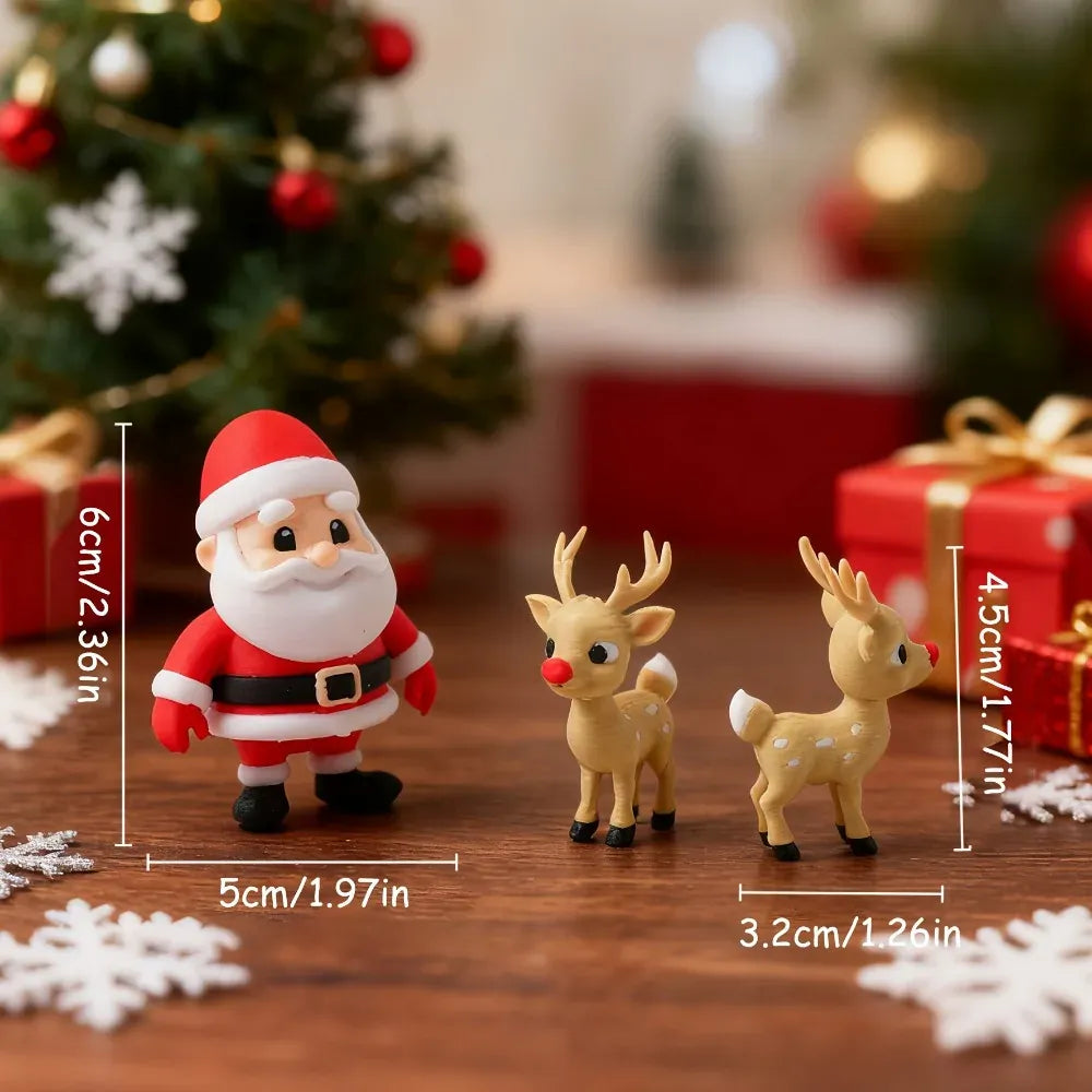 Christmas 3D Printed Santa Claus Reindeer Figurine Statue Xmas Desktop Ornament Navidad Home Decoration 2027 New Year Party Gift