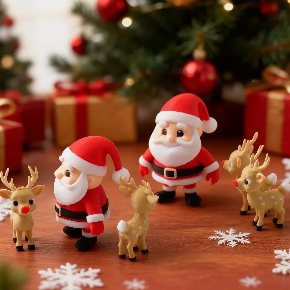 Christmas 3D Printed Santa Claus Reindeer Figurine Statue Xmas Desktop Ornament Navidad Home Decoration 2027 New Year Party Gift