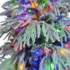 Sangria Beech Christmas 7.5FT Pre-Lit Spruce Snow Flocked Christmas Tree, Artificial Hinged
