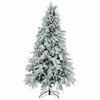 Sangria Beech Christmas 7.5FT Pre-Lit Spruce Snow Flocked Christmas Tree, Artificial Hinged
