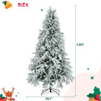 Sangria Beech Christmas 7.5FT Pre-Lit Spruce Snow Flocked Christmas Tree, Artificial Hinged