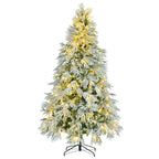 Sangria Beech Christmas 7.5FT Pre-Lit Spruce Snow Flocked Christmas Tree, Artificial Hinged