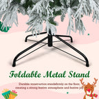 Sangria Beech Christmas 7.5FT Pre-Lit Spruce Snow Flocked Christmas Tree, Artificial Hinged