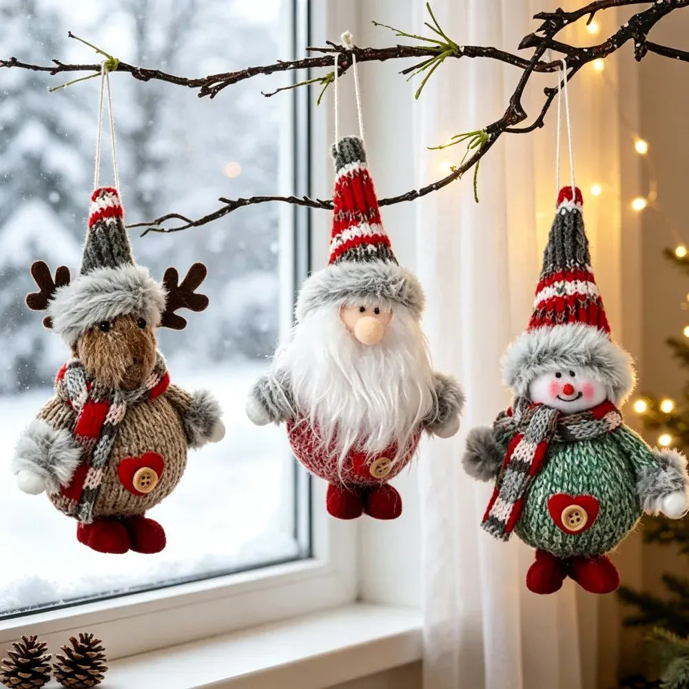 Christmas Dolls Tree Decor Standing Santa & Snowman and Reindeer Figurines for Home Decor Birthday Gifts Merry Christmas